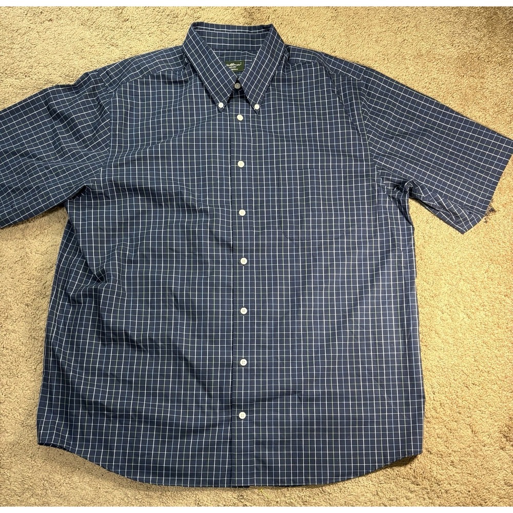 Eddie Bauer Relaxed Fit Wrinkle Resistant Button Down Shirt Men XL‎ Tall Plaid